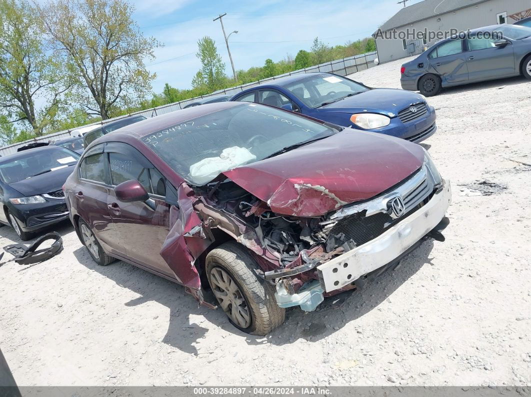 2012 Honda Civic Lx Maroon vin: 2HGFB2F51CH612874