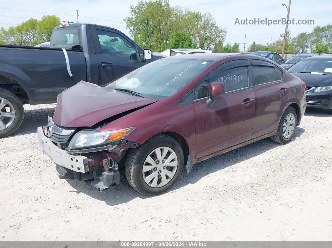 2012 Honda Civic Lx Maroon vin: 2HGFB2F51CH612874