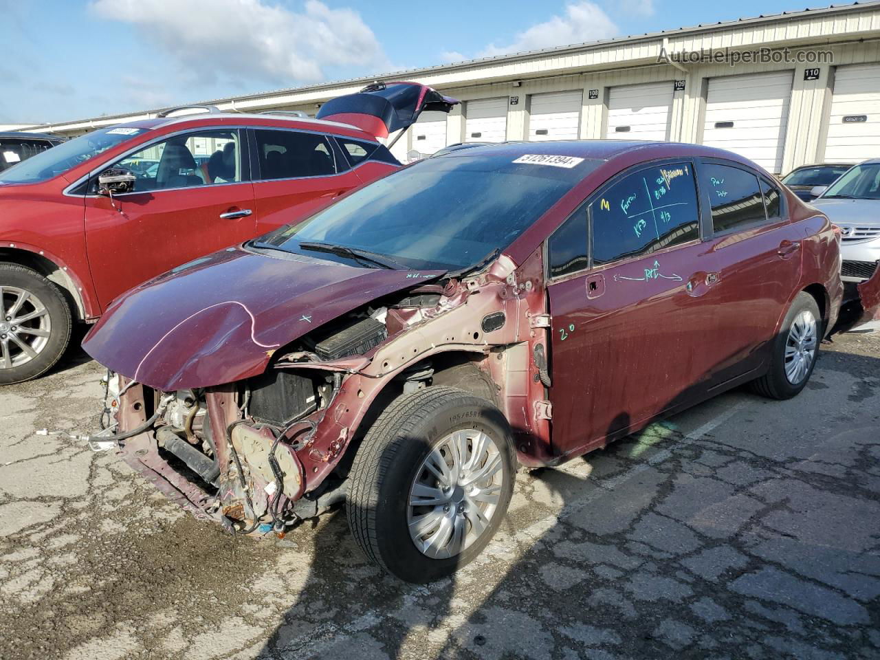 2013 Honda Civic Lx Maroon vin: 2HGFB2F51DH557800