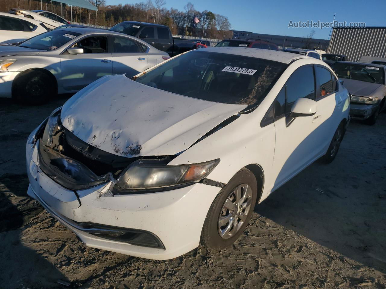 2013 Honda Civic Lx White vin: 2HGFB2F51DH596256