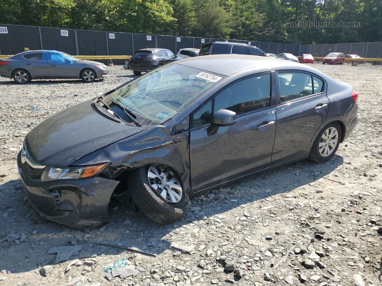 2012 Honda Civic Lx Gray vin: 2HGFB2F52CH318934