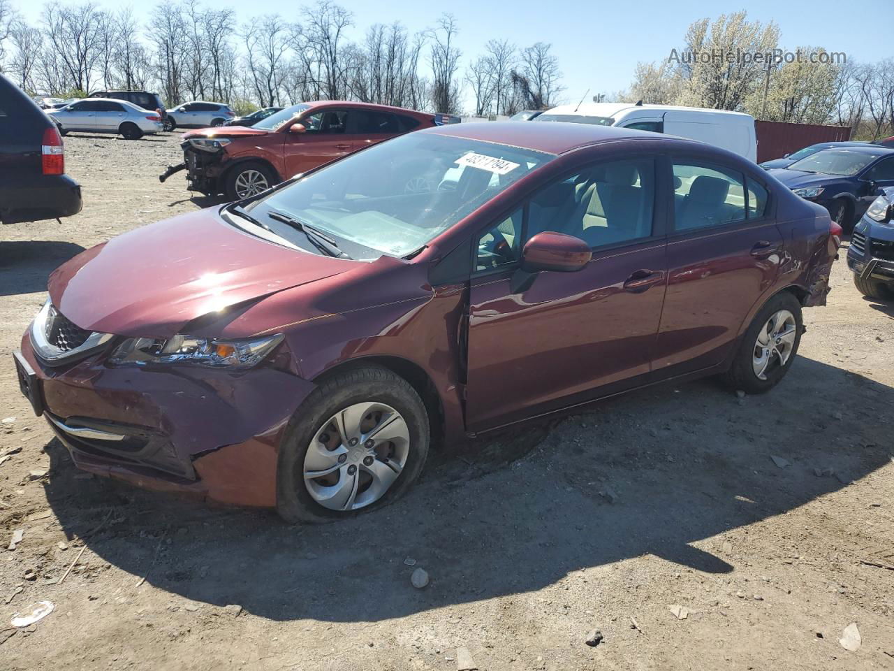 2014 Honda Civic Lx Burgundy vin: 2HGFB2F52EH508316