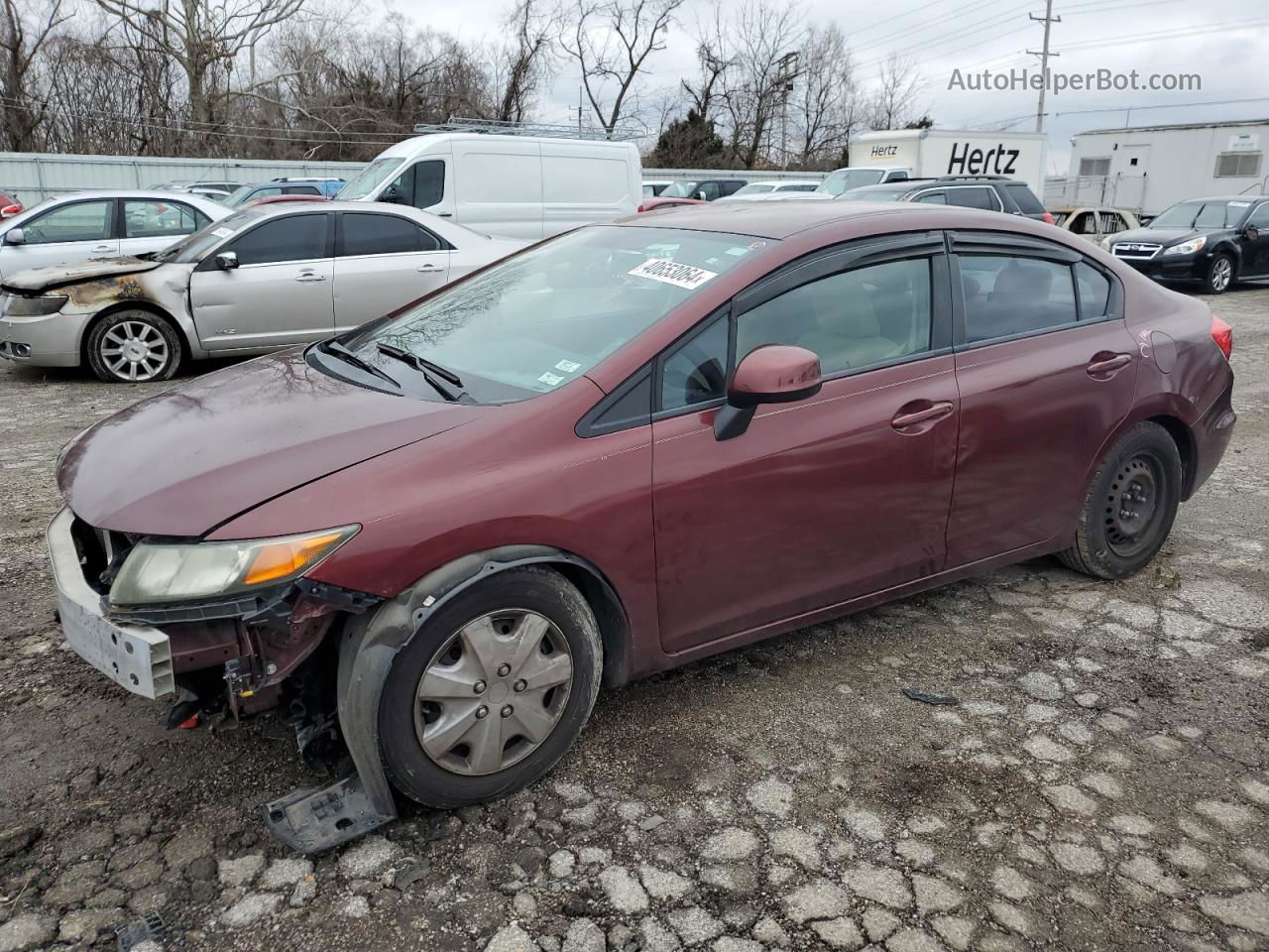 2012 Honda Civic Lx Бордовый vin: 2HGFB2F53CH606882