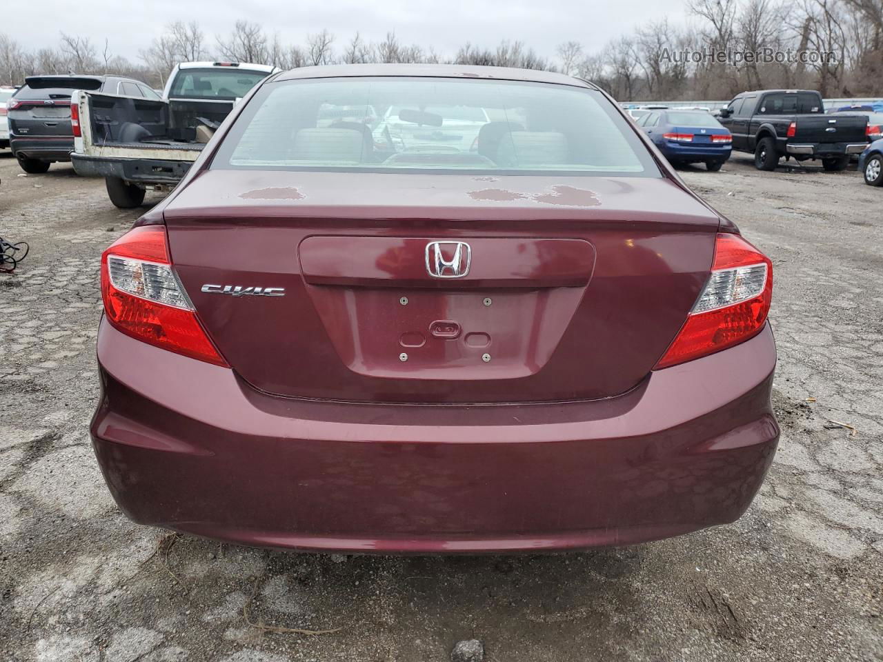 2012 Honda Civic Lx Бордовый vin: 2HGFB2F53CH606882