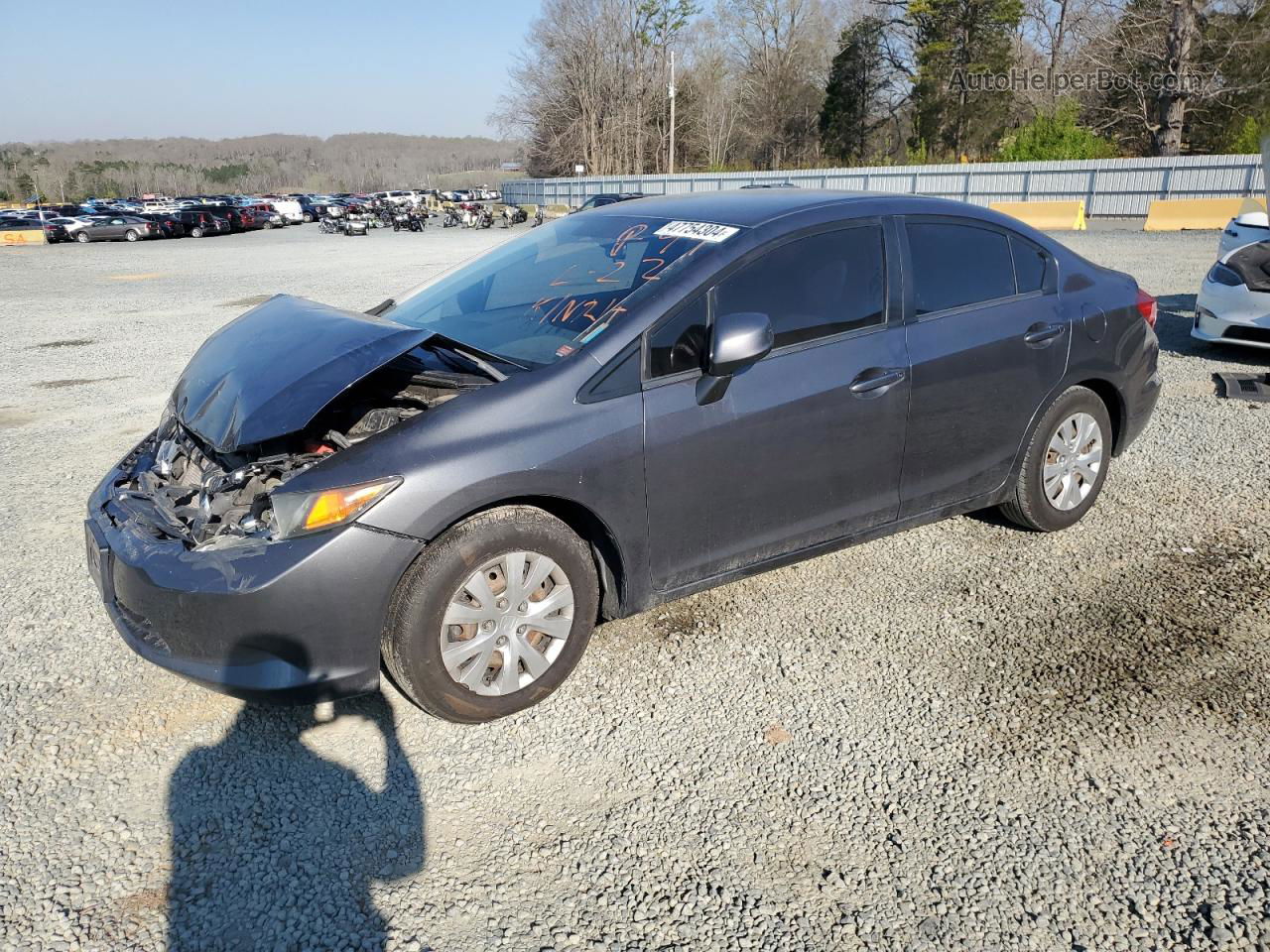 2012 Honda Civic Lx Gray vin: 2HGFB2F54CH314612