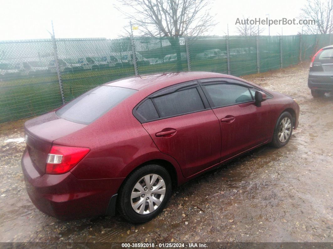 2012 Honda Civic Lx Maroon vin: 2HGFB2F55CH531926