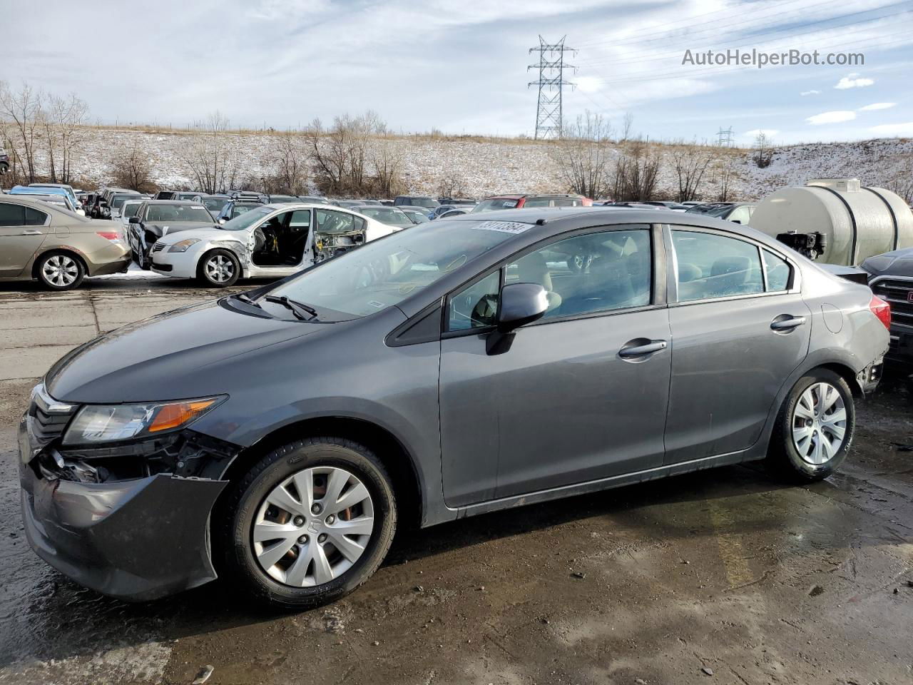 2012 Honda Civic Lx Charcoal vin: 2HGFB2F55CH574842