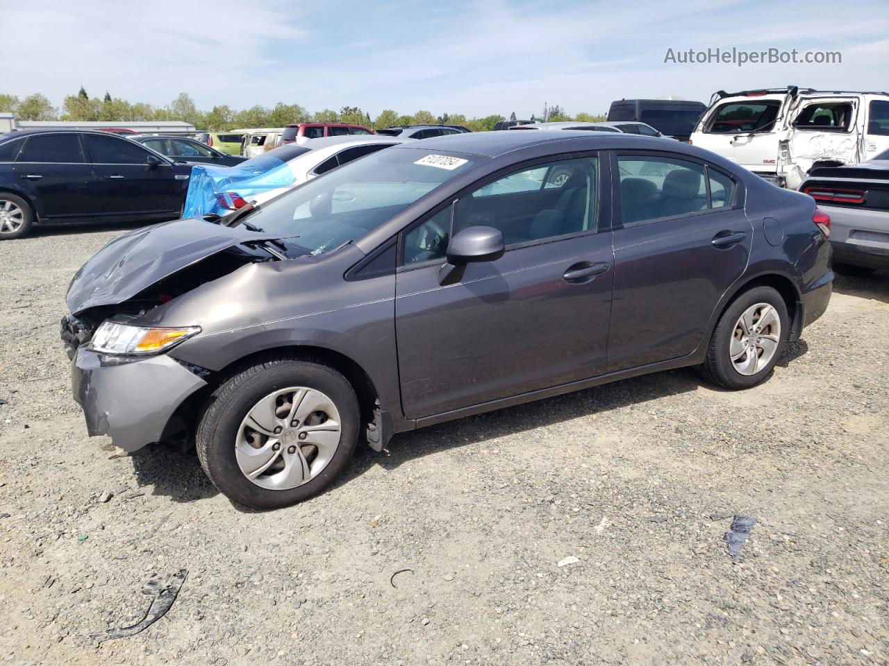 2013 Honda Civic Lx Gray vin: 2HGFB2F55DH586698