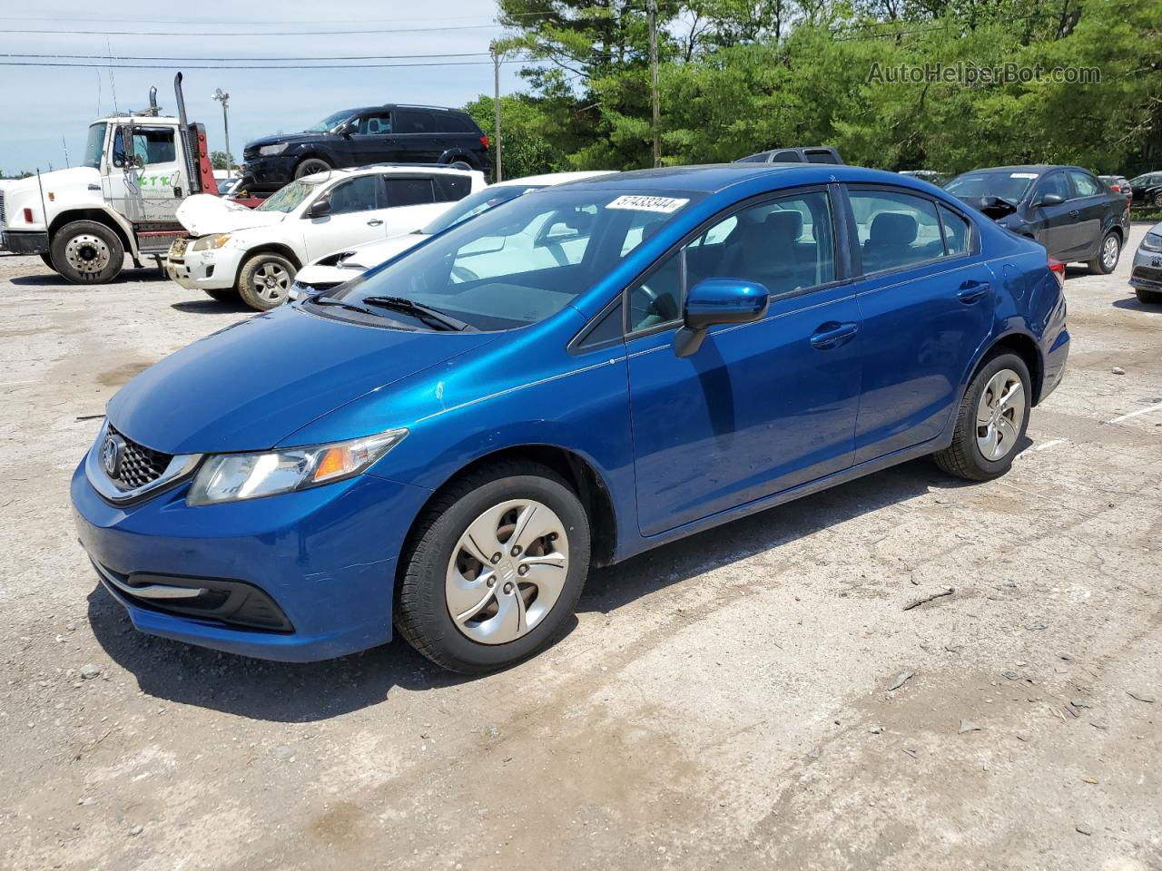 2014 Honda Civic Lx Blue vin: 2HGFB2F55EH545313