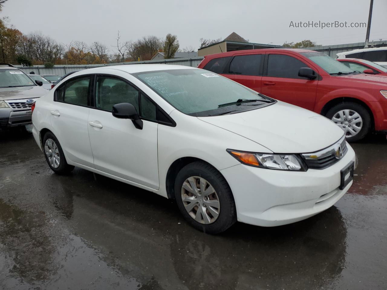 2012 Honda Civic Lx White vin: 2HGFB2F56CH300033