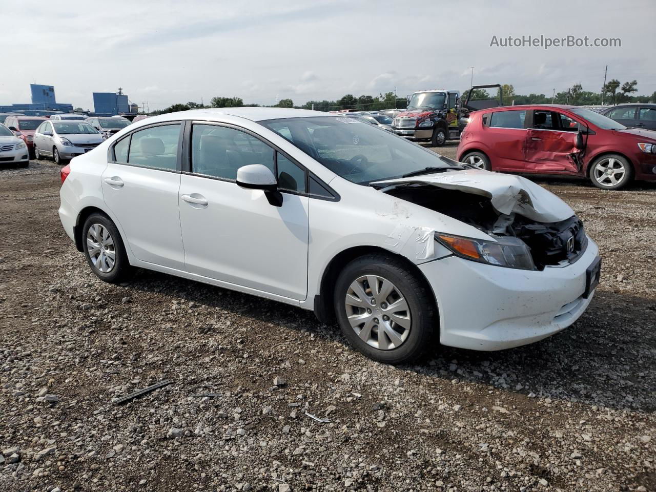 2012 Honda Civic Lx White vin: 2HGFB2F56CH311842