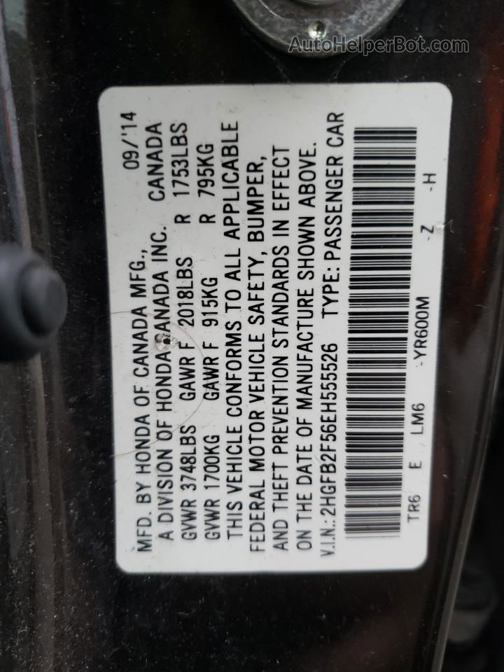 2014 Honda Civic Lx Черный vin: 2HGFB2F56EH555526