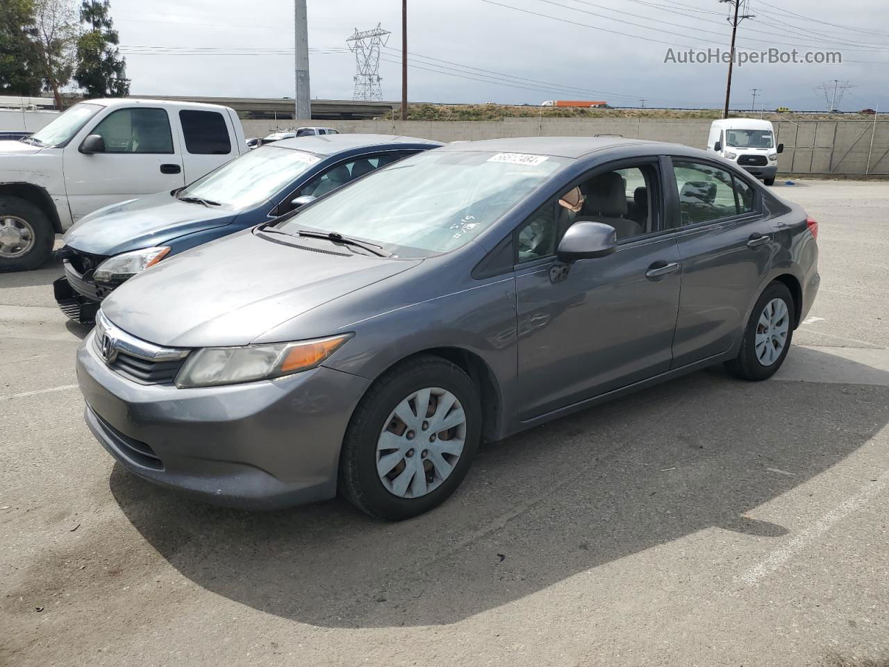 2012 Honda Civic Lx Gray vin: 2HGFB2F57CH325183