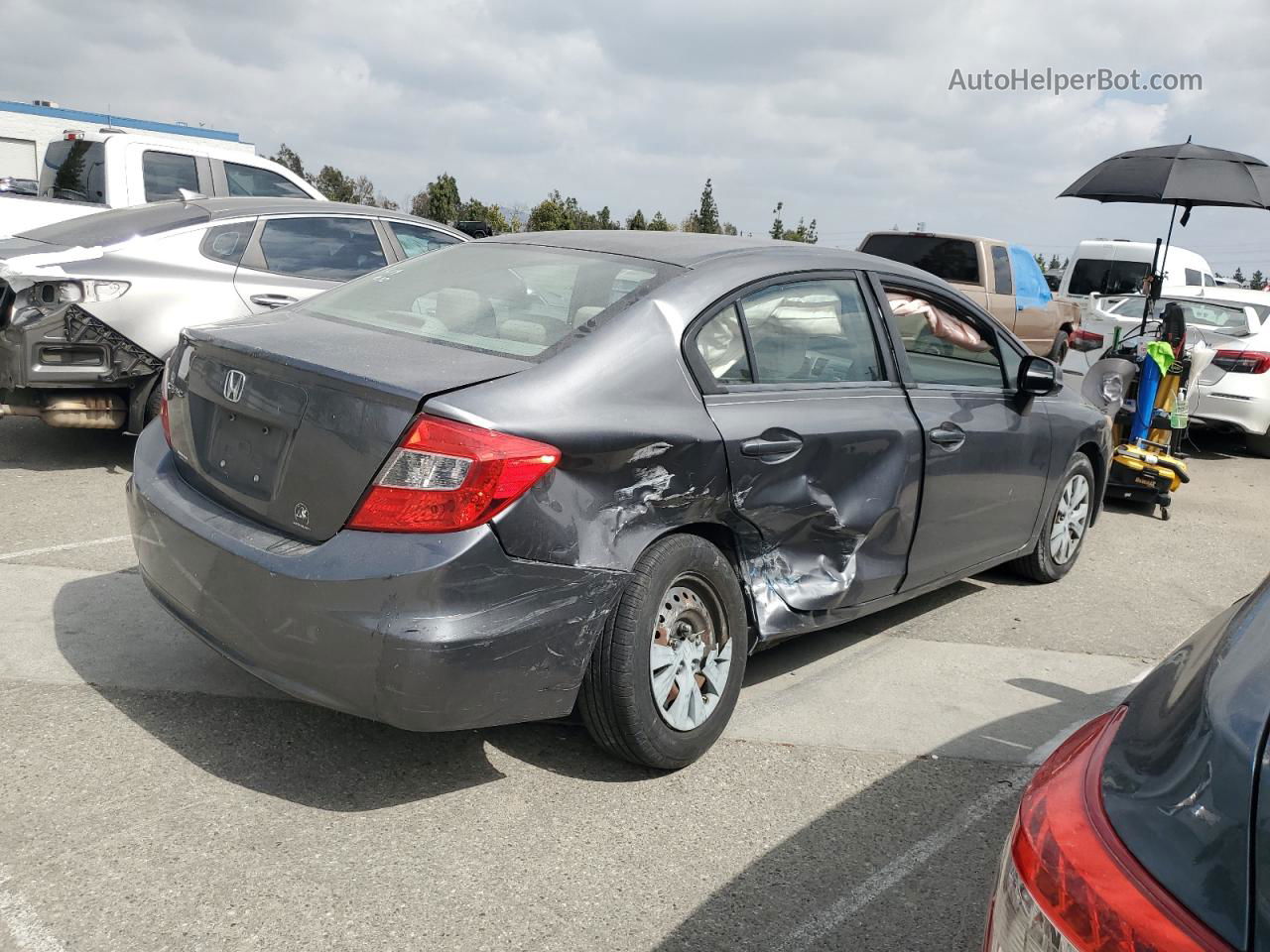 2012 Honda Civic Lx Gray vin: 2HGFB2F57CH325183