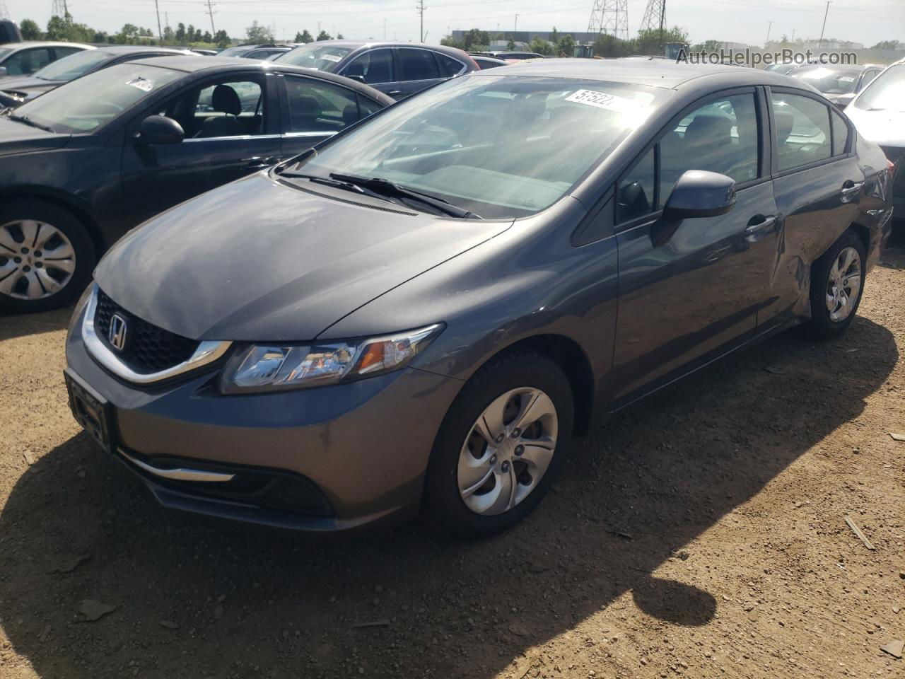 2013 Honda Civic Lx Gray vin: 2HGFB2F57DH575928