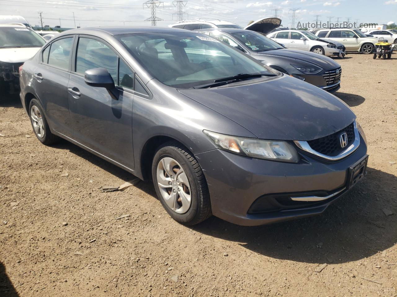 2013 Honda Civic Lx Gray vin: 2HGFB2F57DH575928