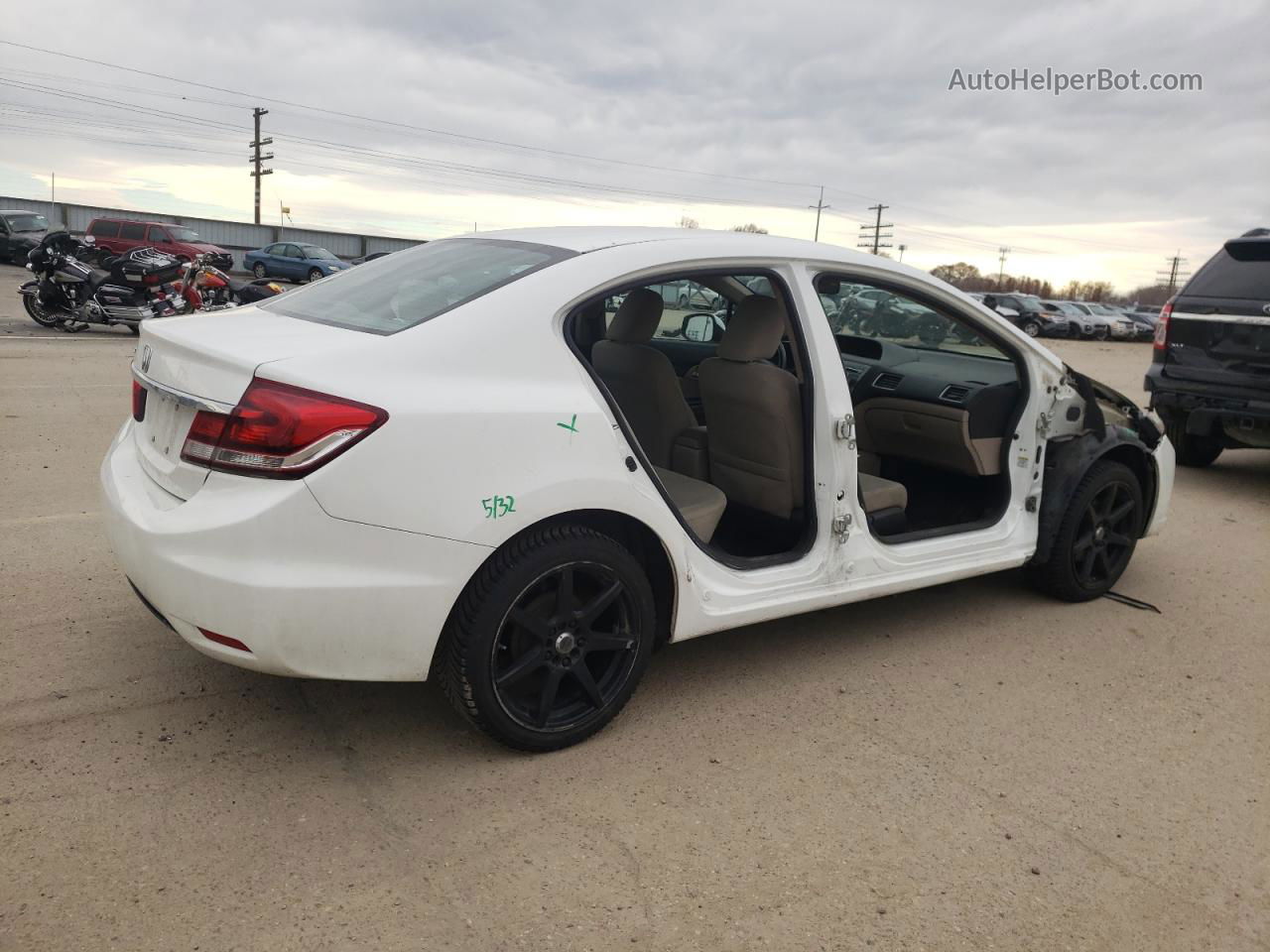 2013 Honda Civic Lx White vin: 2HGFB2F57DH601251