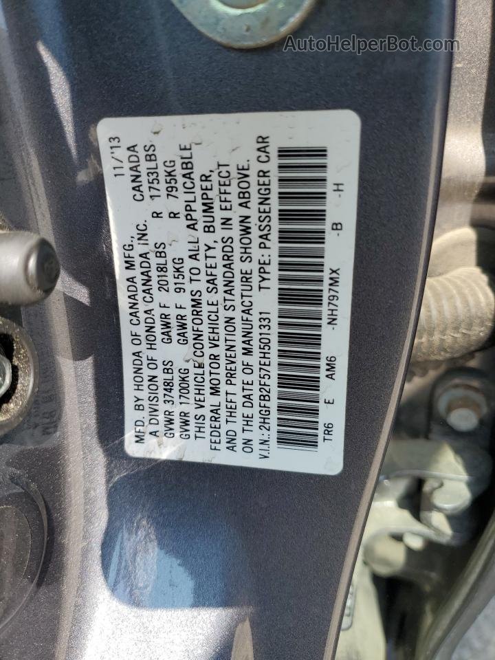 2014 Honda Civic Lx Серый vin: 2HGFB2F57EH501331