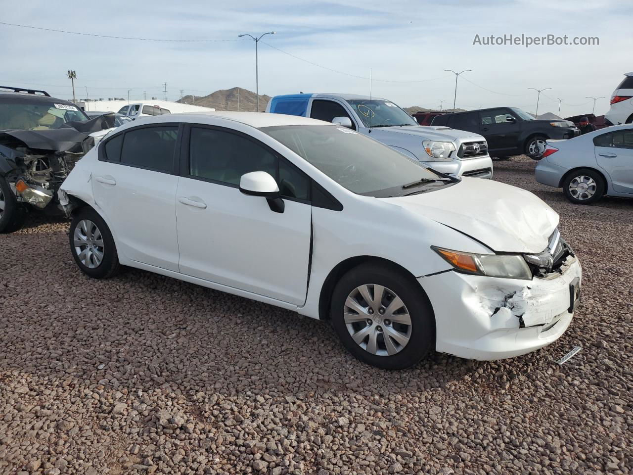 2012 Honda Civic Lx White vin: 2HGFB2F59CH608149