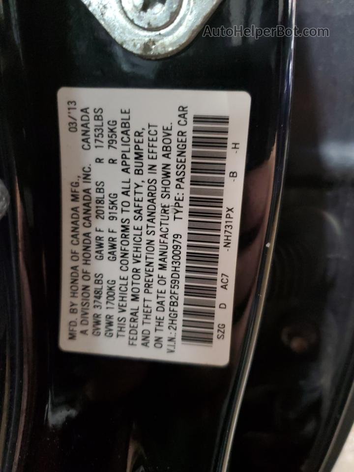 2013 Honda Civic Lx Black vin: 2HGFB2F59DH300979