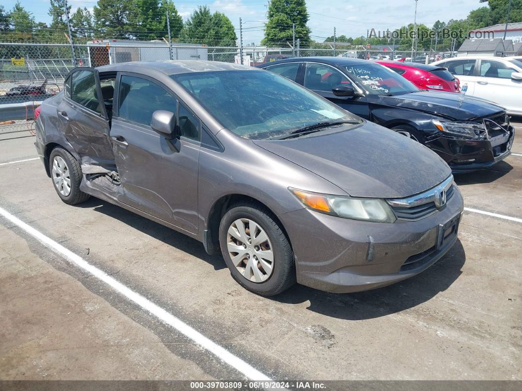 2012 Honda Civic Lx Gray vin: 2HGFB2F5XCH514748