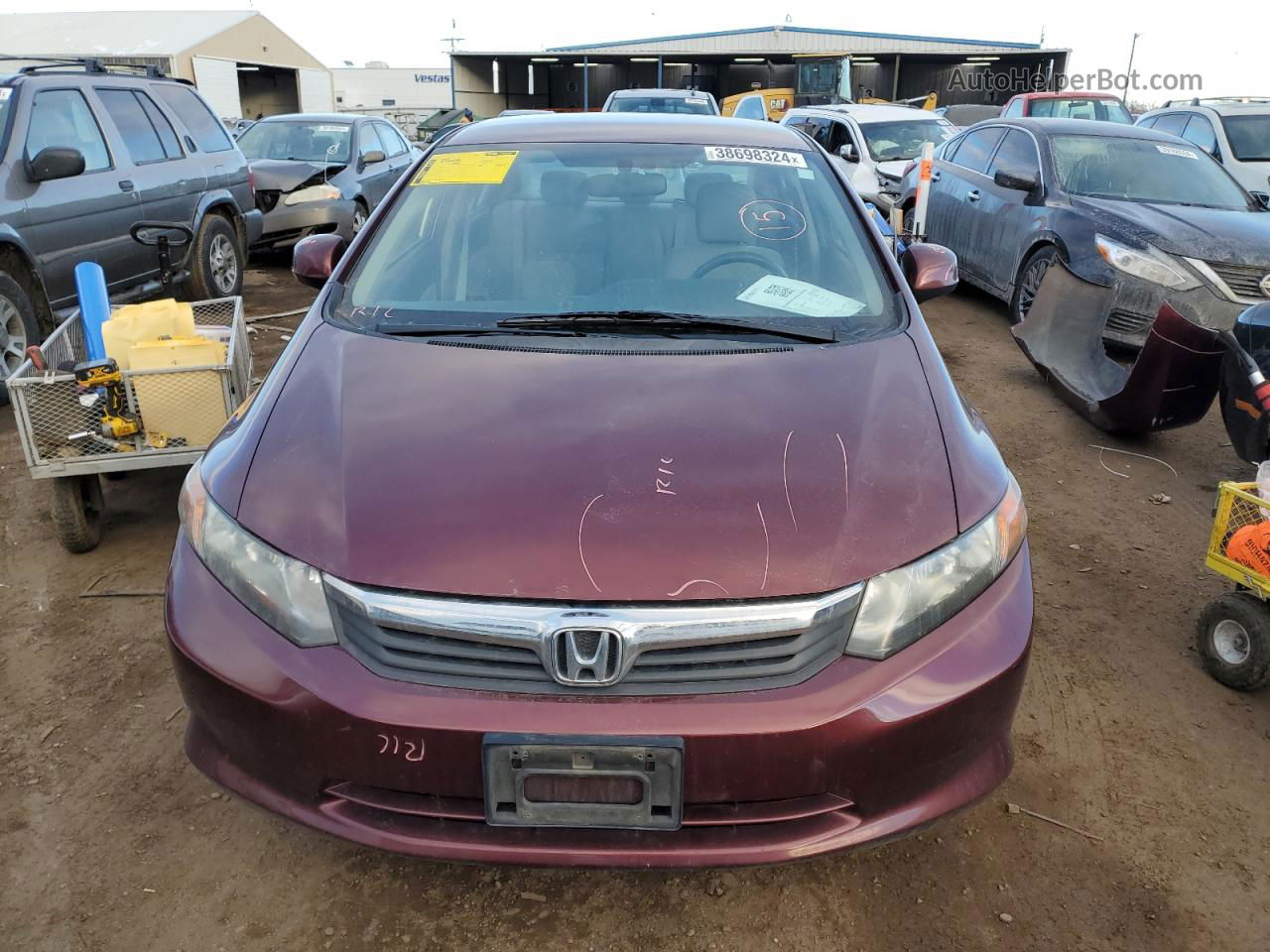 2012 Honda Civic Lx Red vin: 2HGFB2F5XCH531582