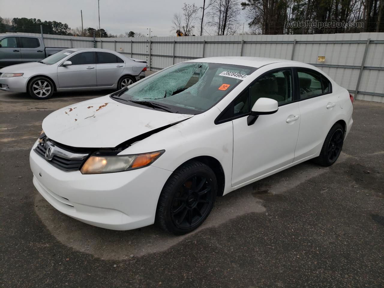 2012 Honda Civic Lx White vin: 2HGFB2F5XCH561486