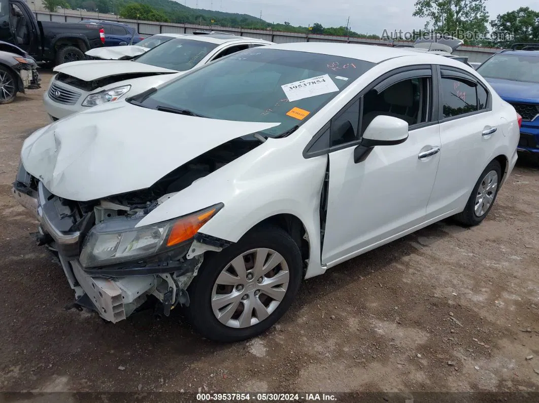 2012 Honda Civic Lx White vin: 2HGFB2F5XCH563707