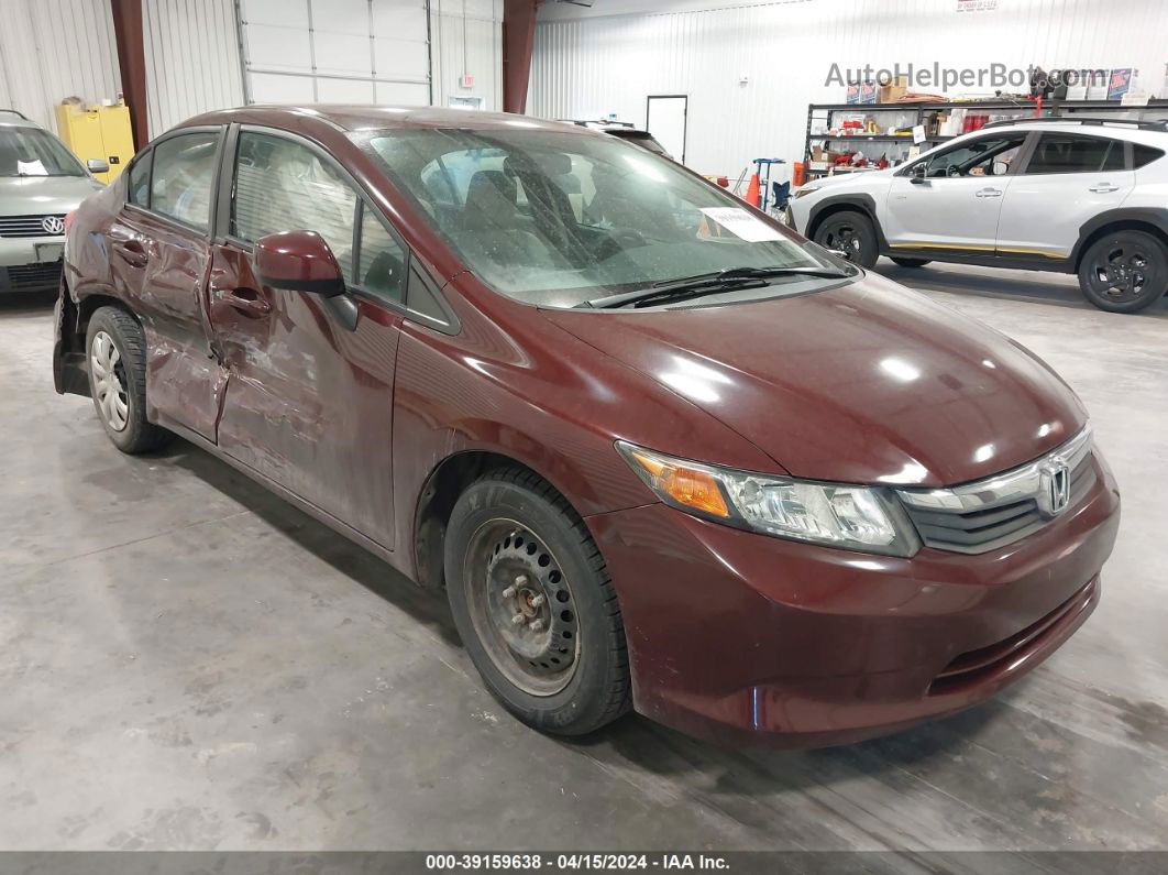 2012 Honda Civic Lx Red vin: 2HGFB2F5XCH607558