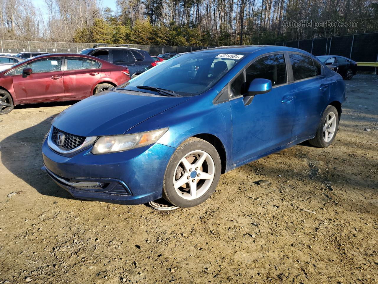 2013 Honda Civic Lx Blue vin: 2HGFB2F5XDH571744