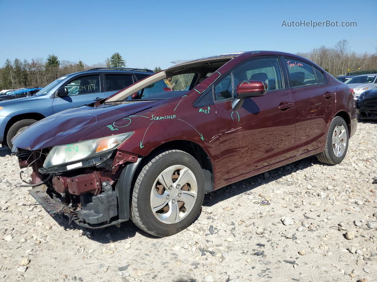 2014 Honda Civic Lx Maroon vin: 2HGFB2F5XEH519158