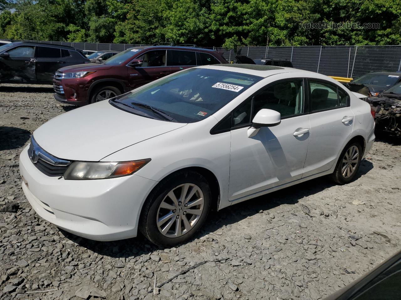 2012 Honda Civic Ex White vin: 2HGFB2F84CH600955