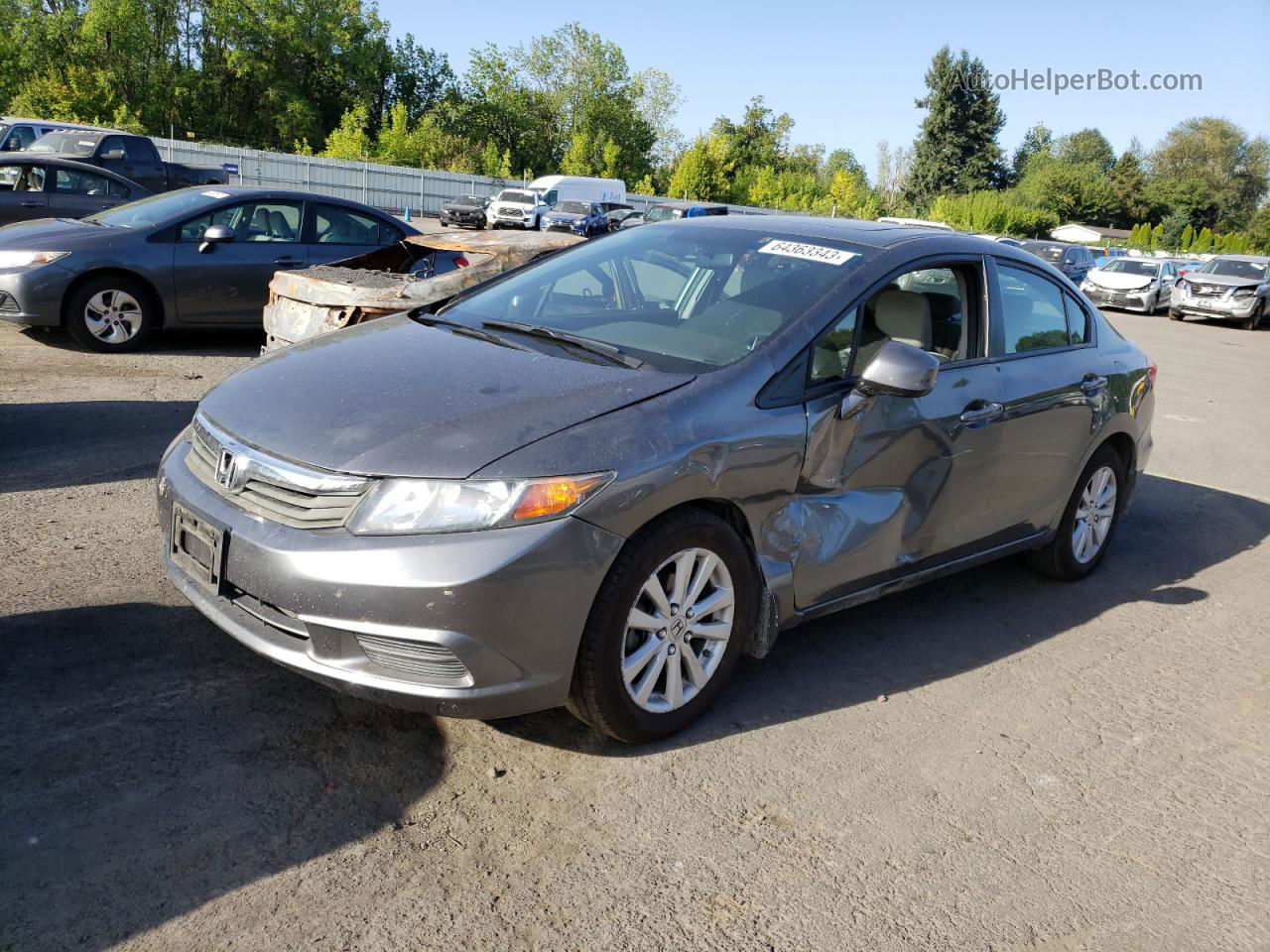 2012 Honda Civic Ex Gray vin: 2HGFB2F86CH313617