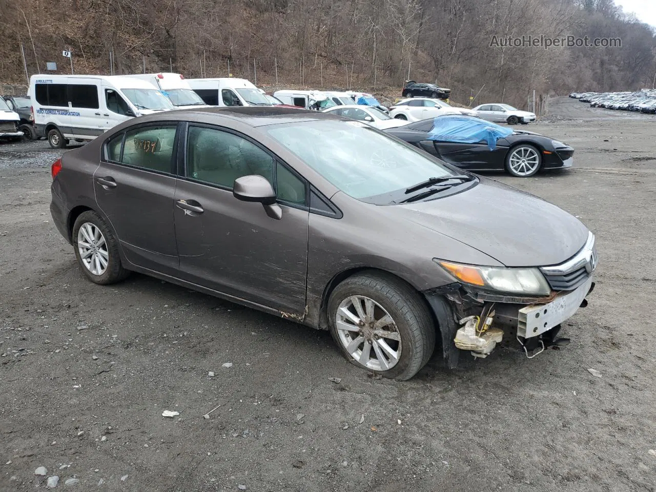 2012 Honda Civic Ex Brown vin: 2HGFB2F86CH521075