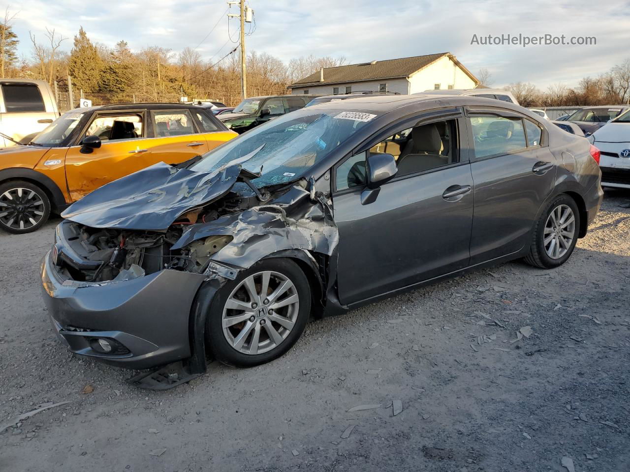 2012 Honda Civic Exl Gray vin: 2HGFB2F92CH511426