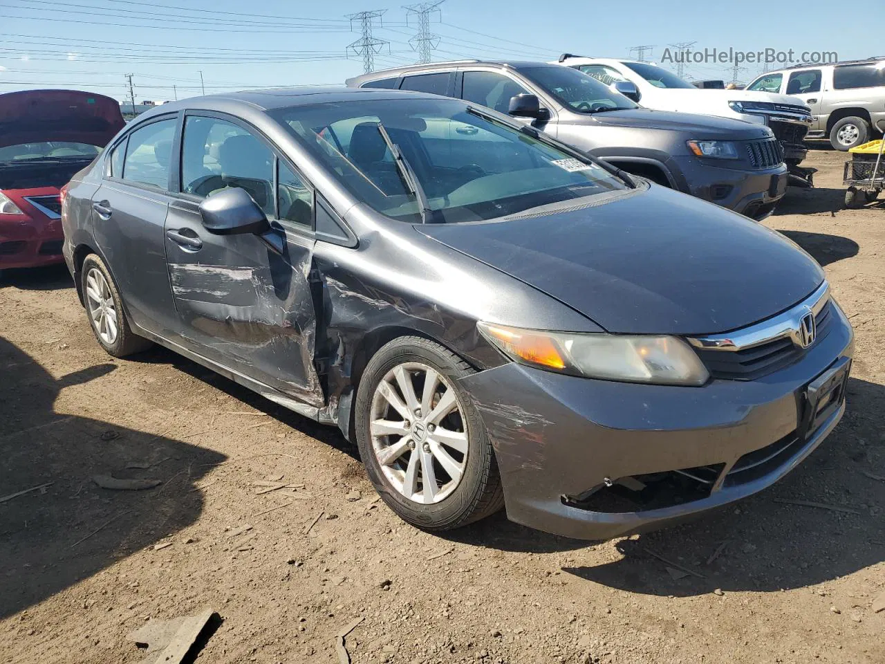 2012 Honda Civic Exl Gray vin: 2HGFB2F96CH322827