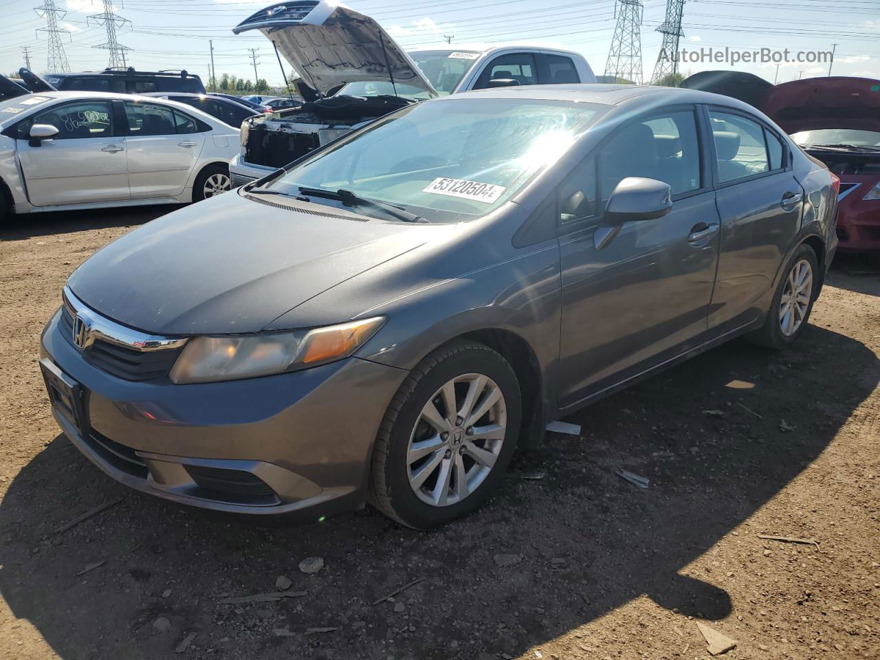 2012 Honda Civic Exl Gray vin: 2HGFB2F96CH322827