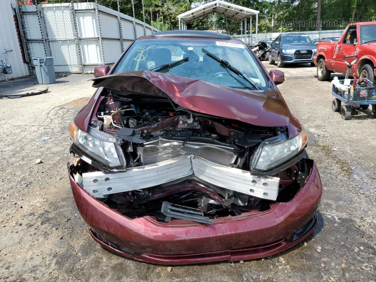 2012 Honda Civic Exl Maroon vin: 2HGFB2F98CH533849