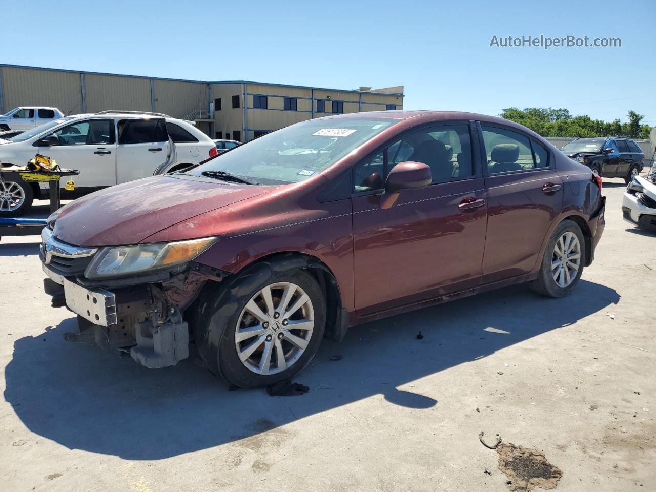 2012 Honda Civic Exl Burgundy vin: 2HGFB2F9XCH542780