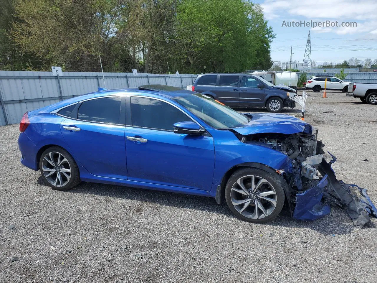 2019 Honda Civic Touring Синий vin: 2HGFC1F97KH100514