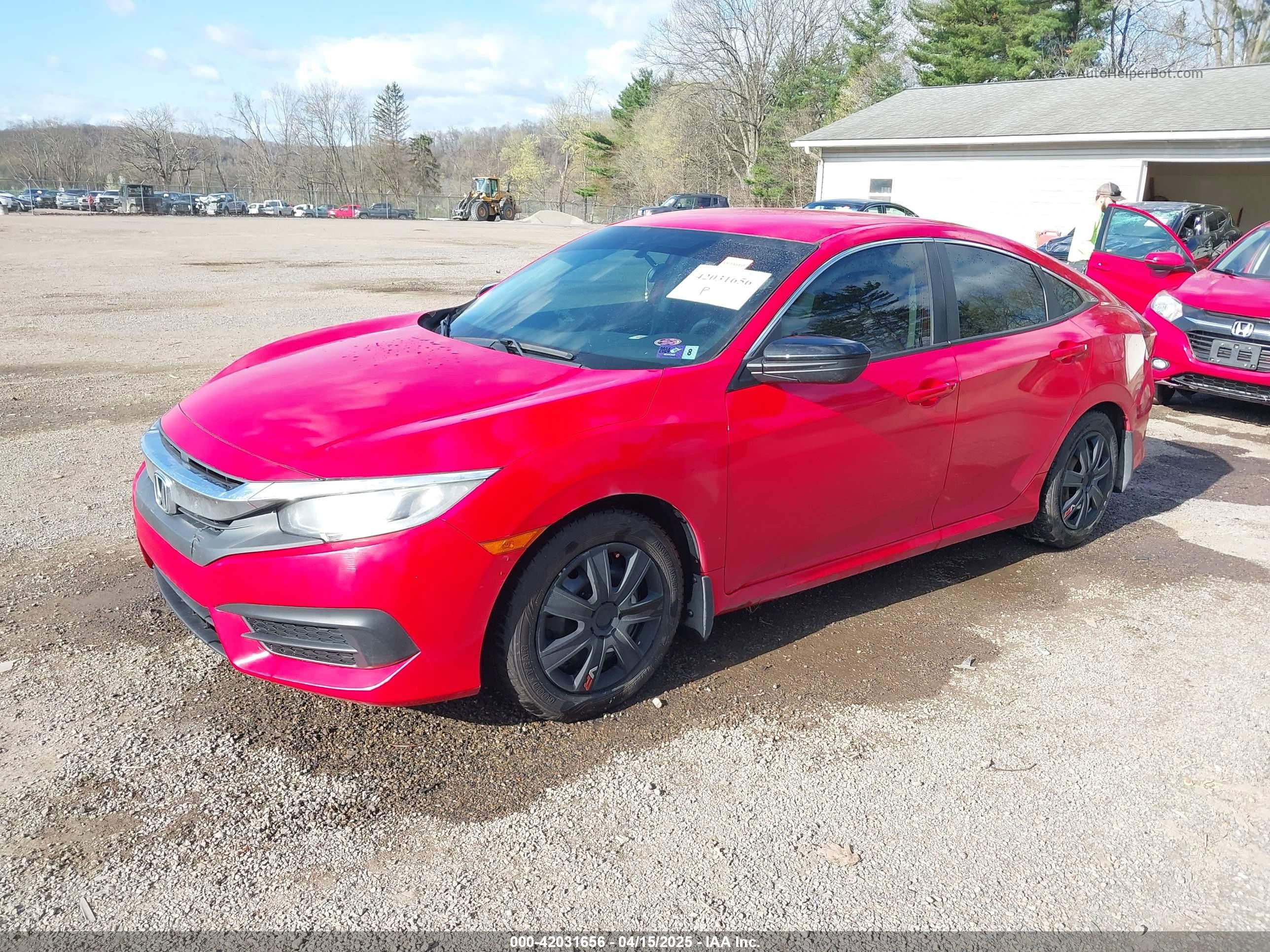 2016 Honda Civic Lx Red vin: 2HGFC2F54GH542239