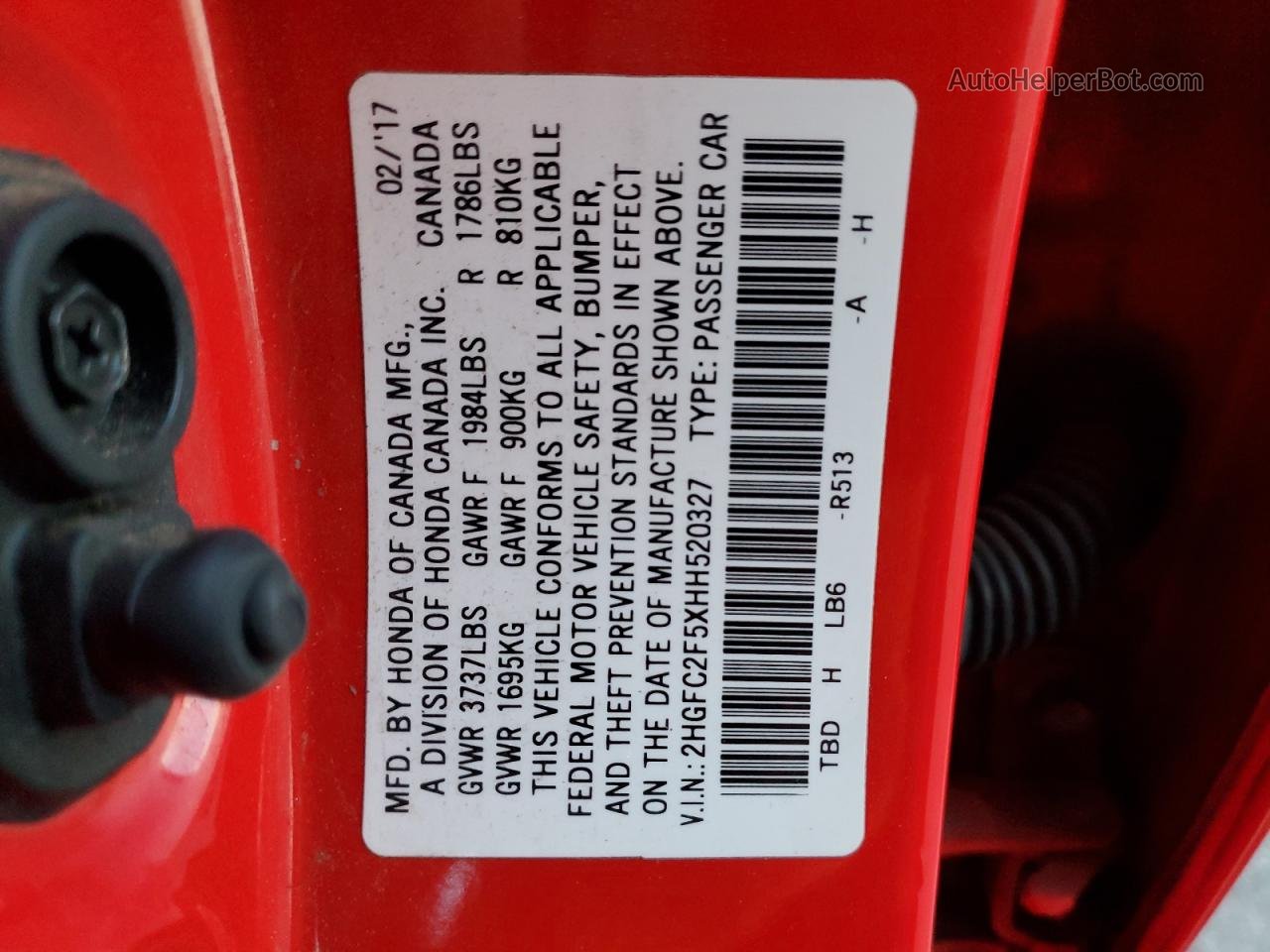 2017 Honda Civic Lx Red vin: 2HGFC2F5XHH520327