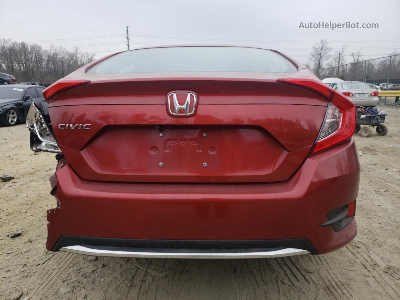 2019 Honda Civic Lx Burgundy vin: 2HGFC2F60KH527383