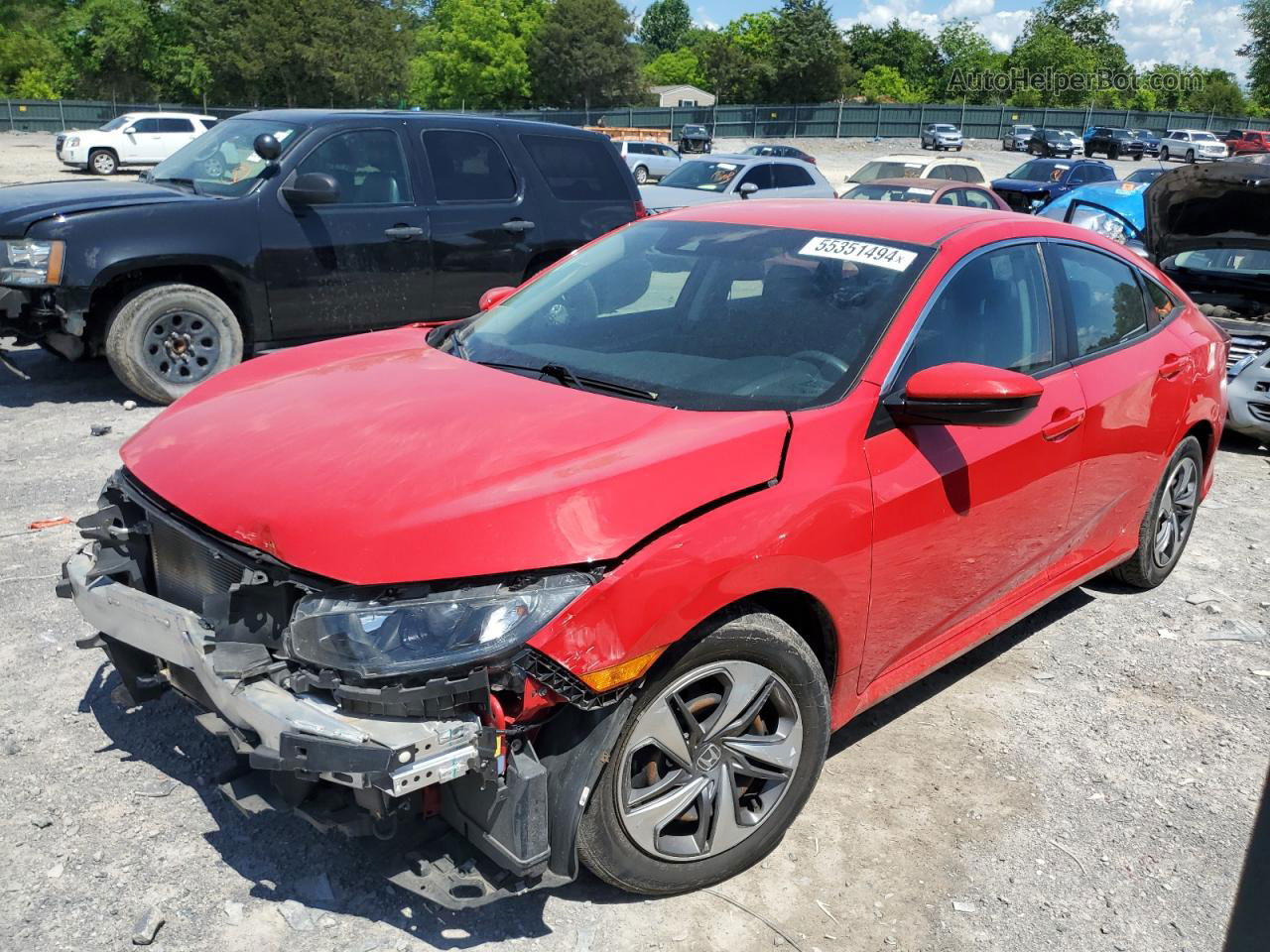 2019 Honda Civic Lx Red vin: 2HGFC2F60KH527819