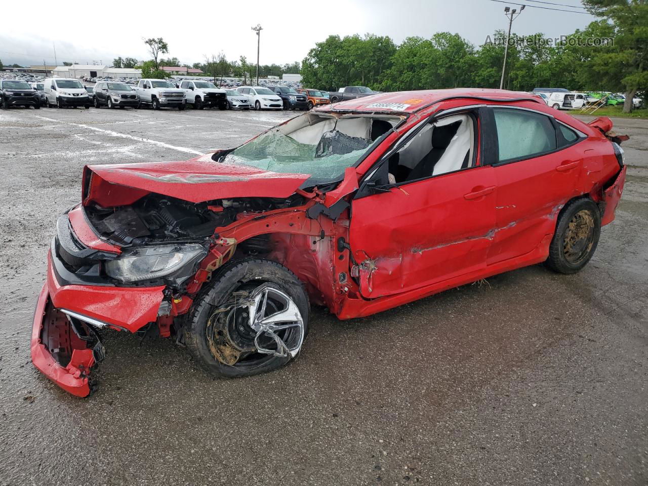 2019 Honda Civic Lx Red vin: 2HGFC2F65KH601655