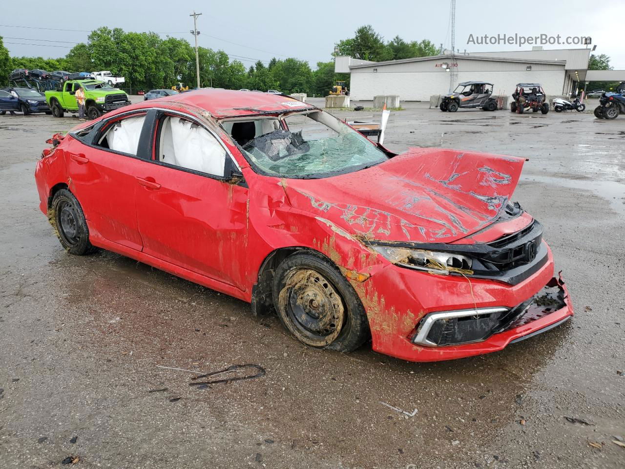 2019 Honda Civic Lx Red vin: 2HGFC2F65KH601655