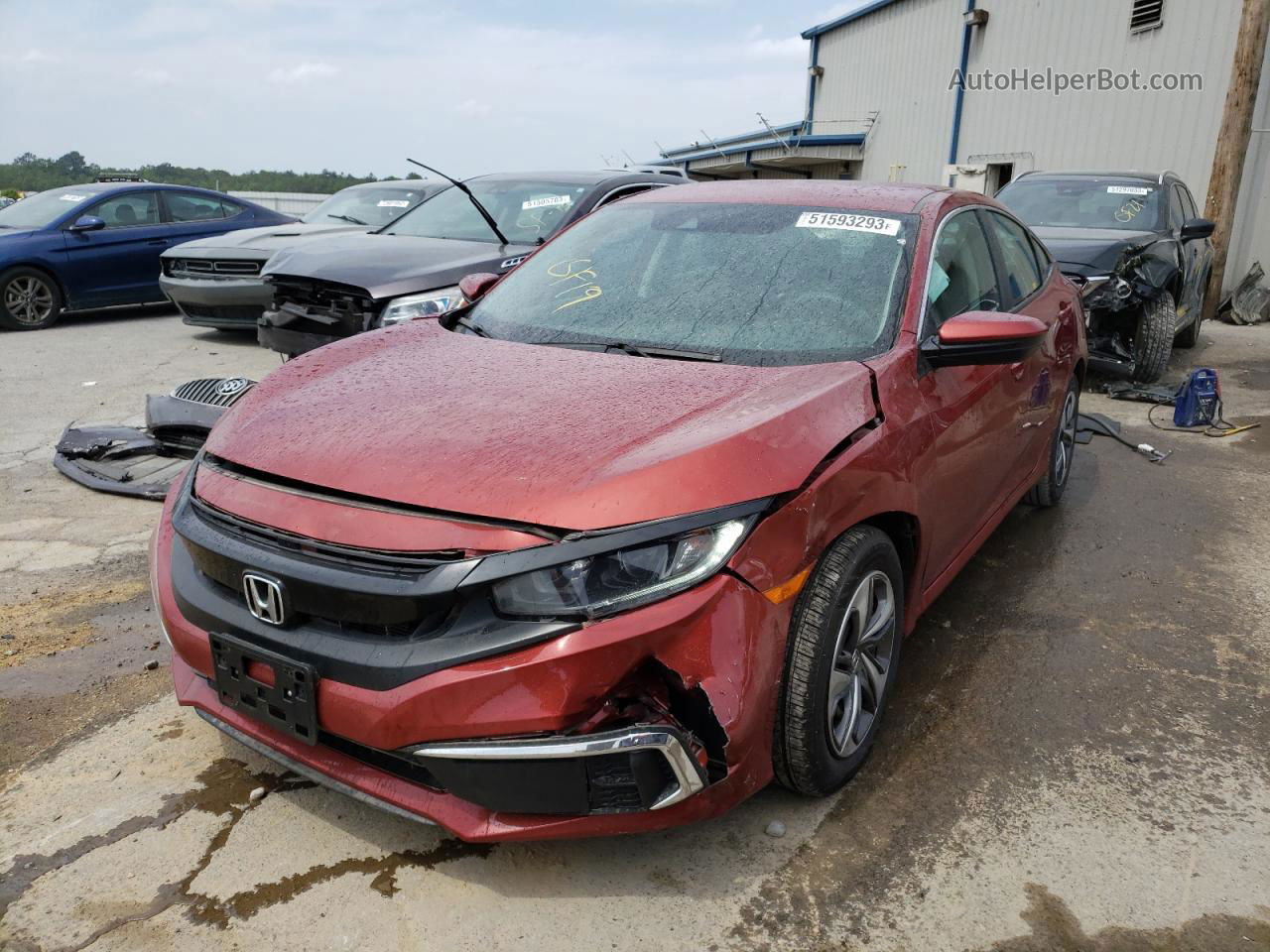 2019 Honda Civic Lx Red vin: 2HGFC2F69KH575819