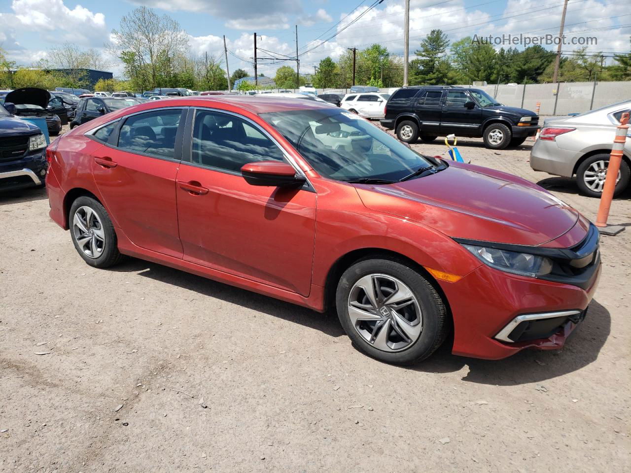 2019 Honda Civic Lx Red vin: 2HGFC2F6XKH508517