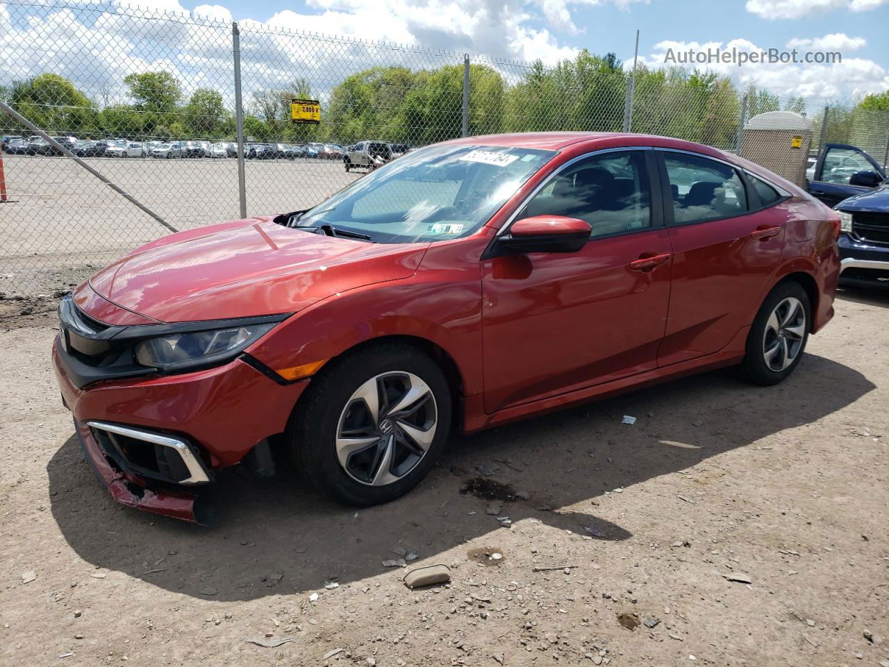 2019 Honda Civic Lx Red vin: 2HGFC2F6XKH508517