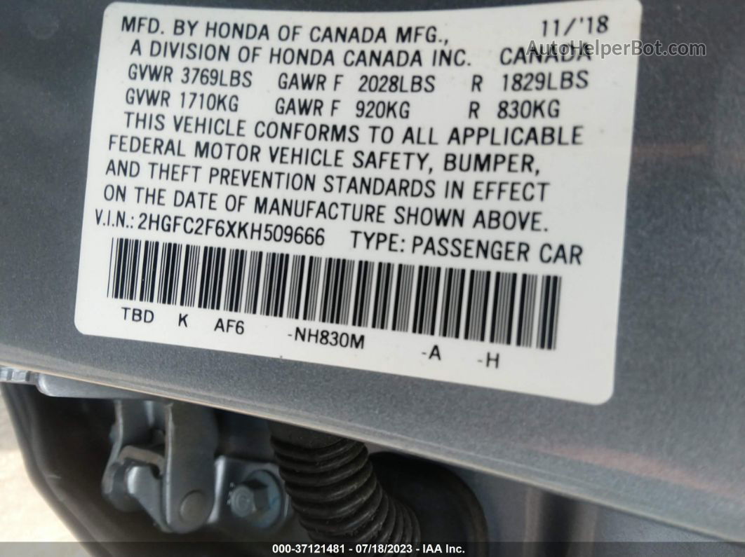 2019 Honda Civic Sedan Lx Silver vin: 2HGFC2F6XKH509666